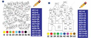 Tablas de multiplicar para colorear