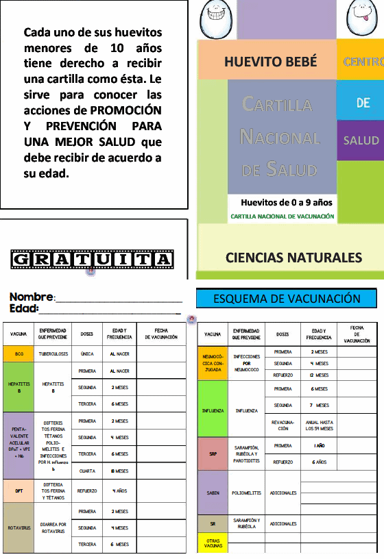 cartilla de vacunación para el huevo