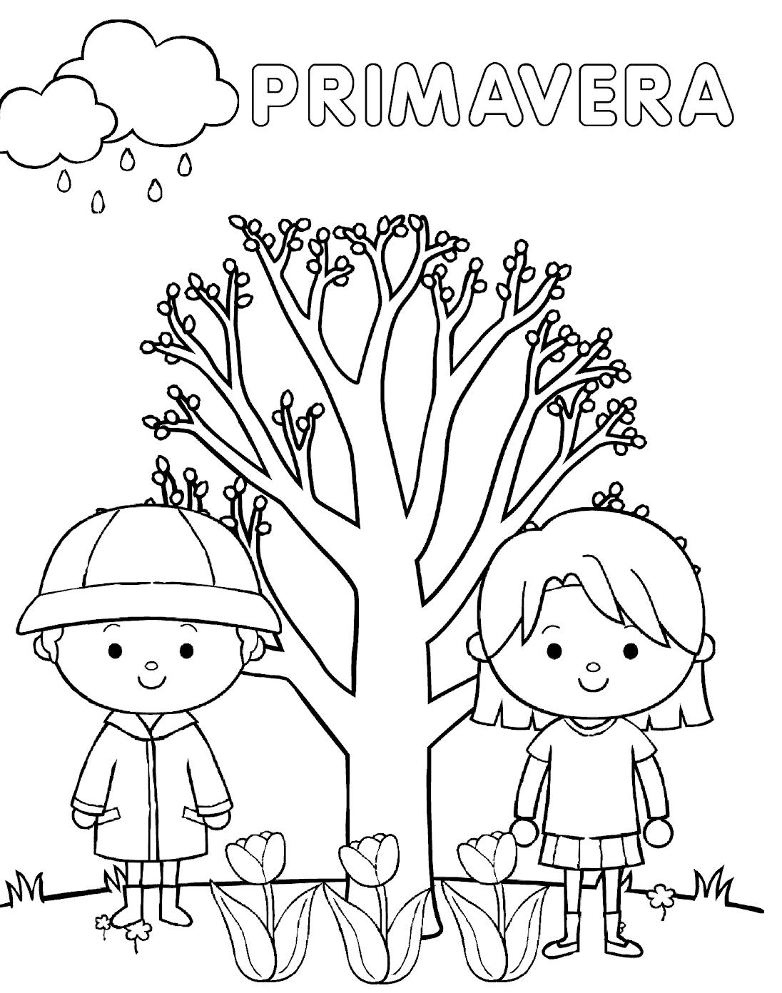 Dibujo para colorear de las estaciones del año