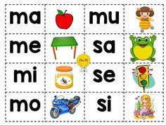 Memórama de silabas ma me mi mo mu