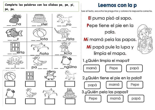 actividades con la letra P